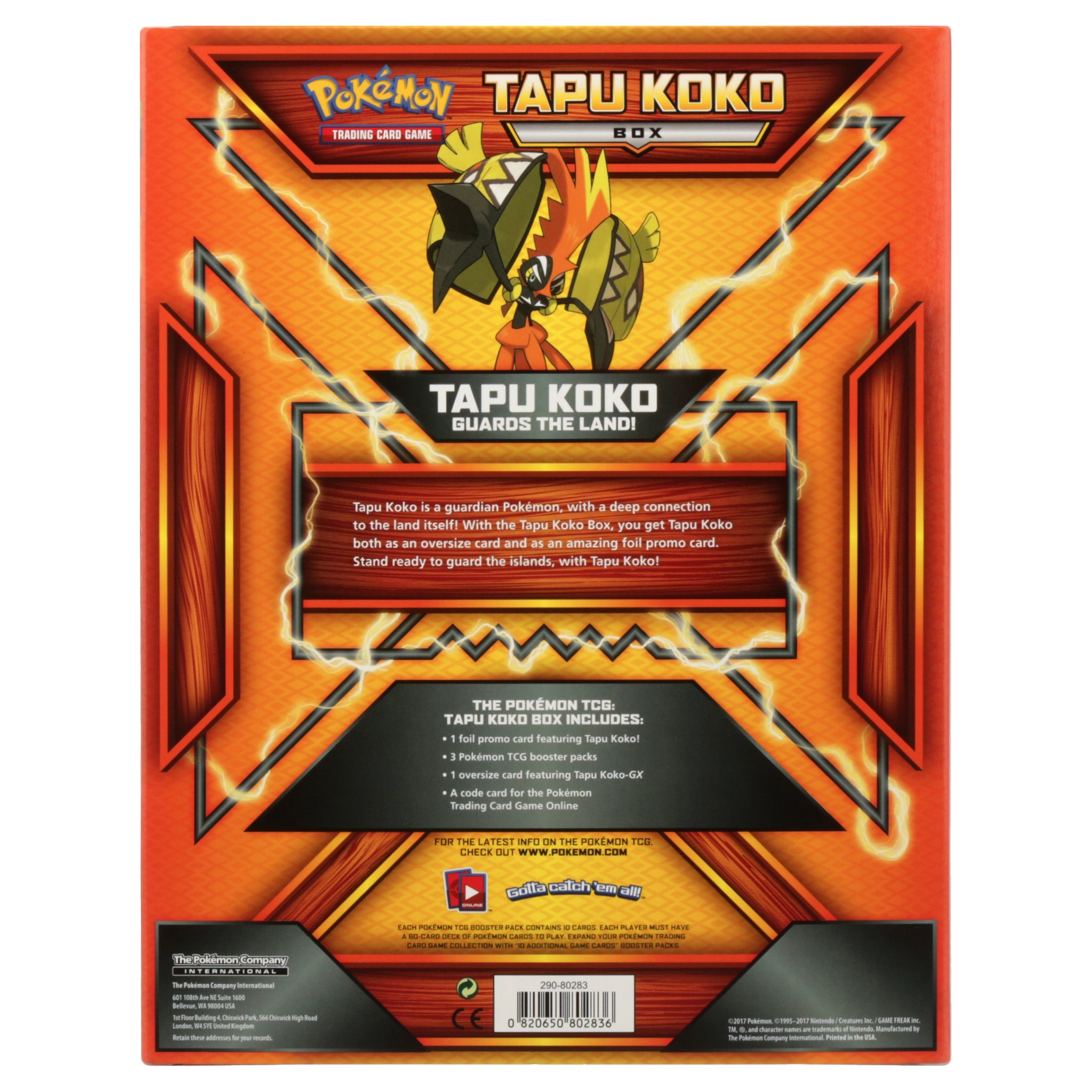 Pokémon TCG Tapu Koko Box 3 Booster Packs + XL Card - New Sealed