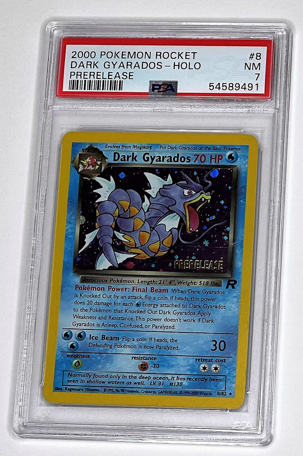 Pokemon TCG Team Rocket Dark Gyarados PRERELEASE PSA 7