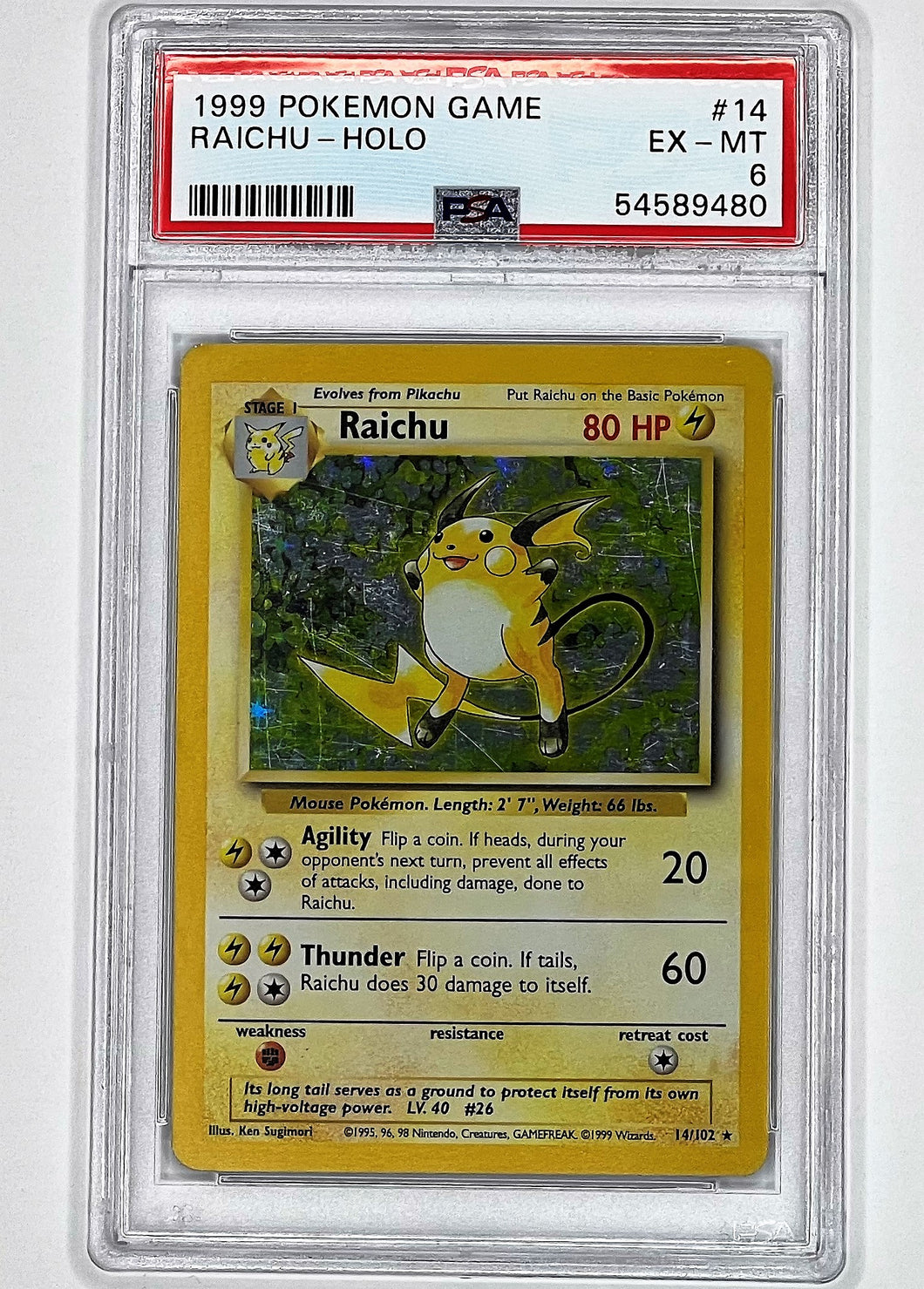 Pokemon TCG Base Set - Raichu PSA 6