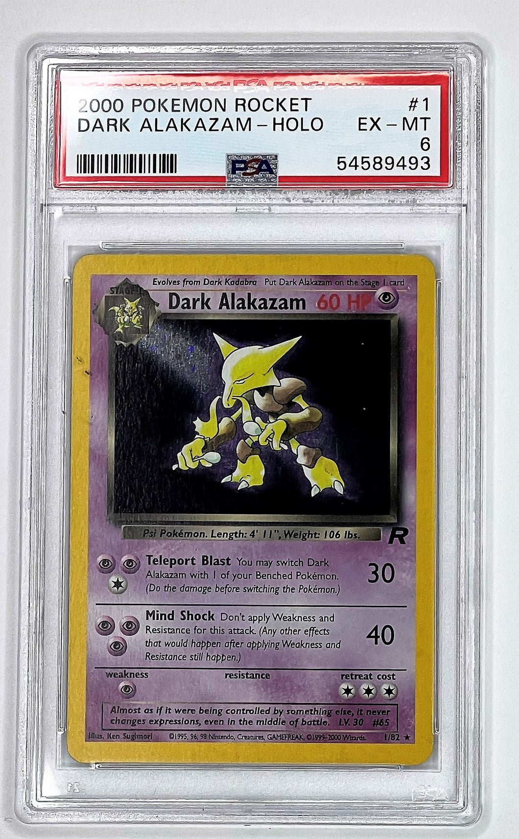 Pokemon TCG Team Rocket - Dark Alakazam PSA 6