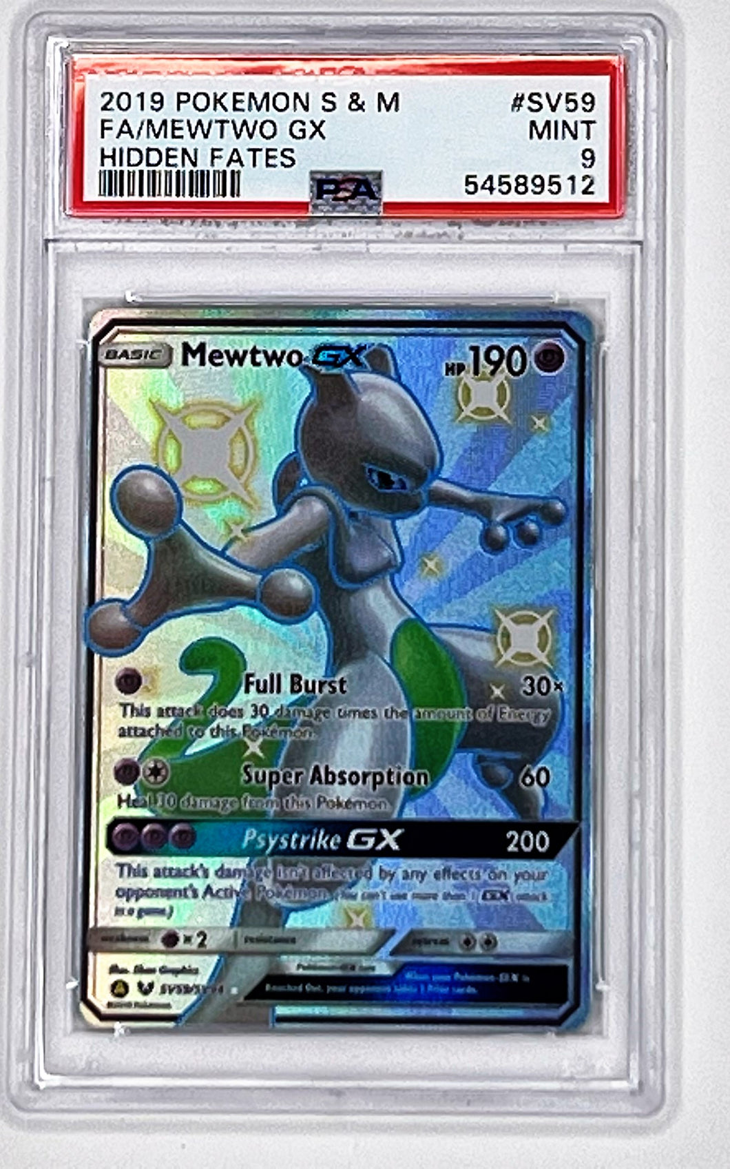 Pokemon Hidden Fates - Mewtwo GX PSA 9