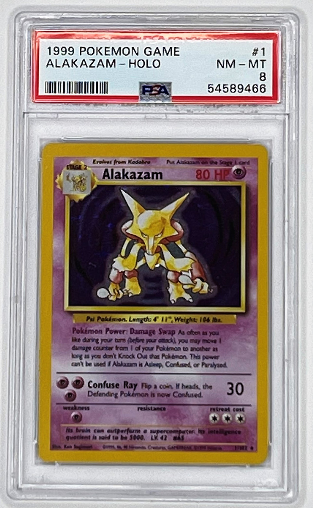 Pokemon TCG Base Set -  Alakazam PSA 8