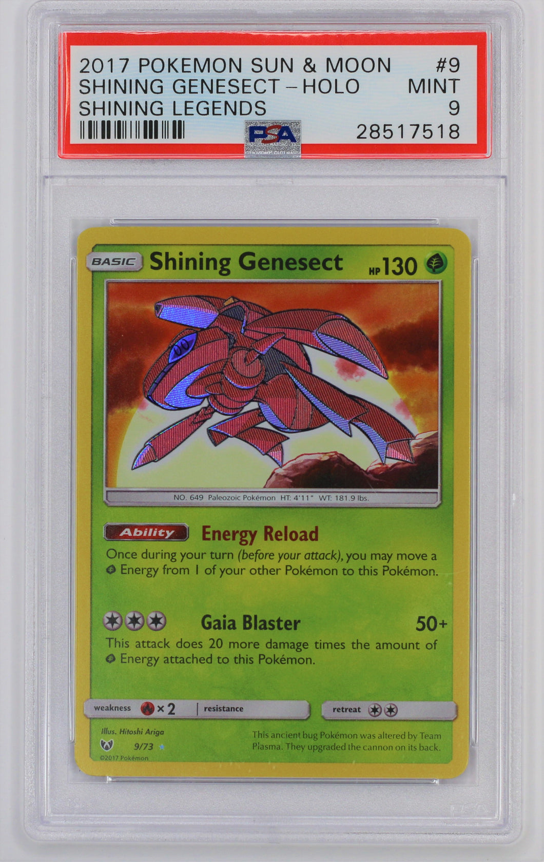 Pokemon TCG Shining Genesect PSA 9 GRADED Shining Legends