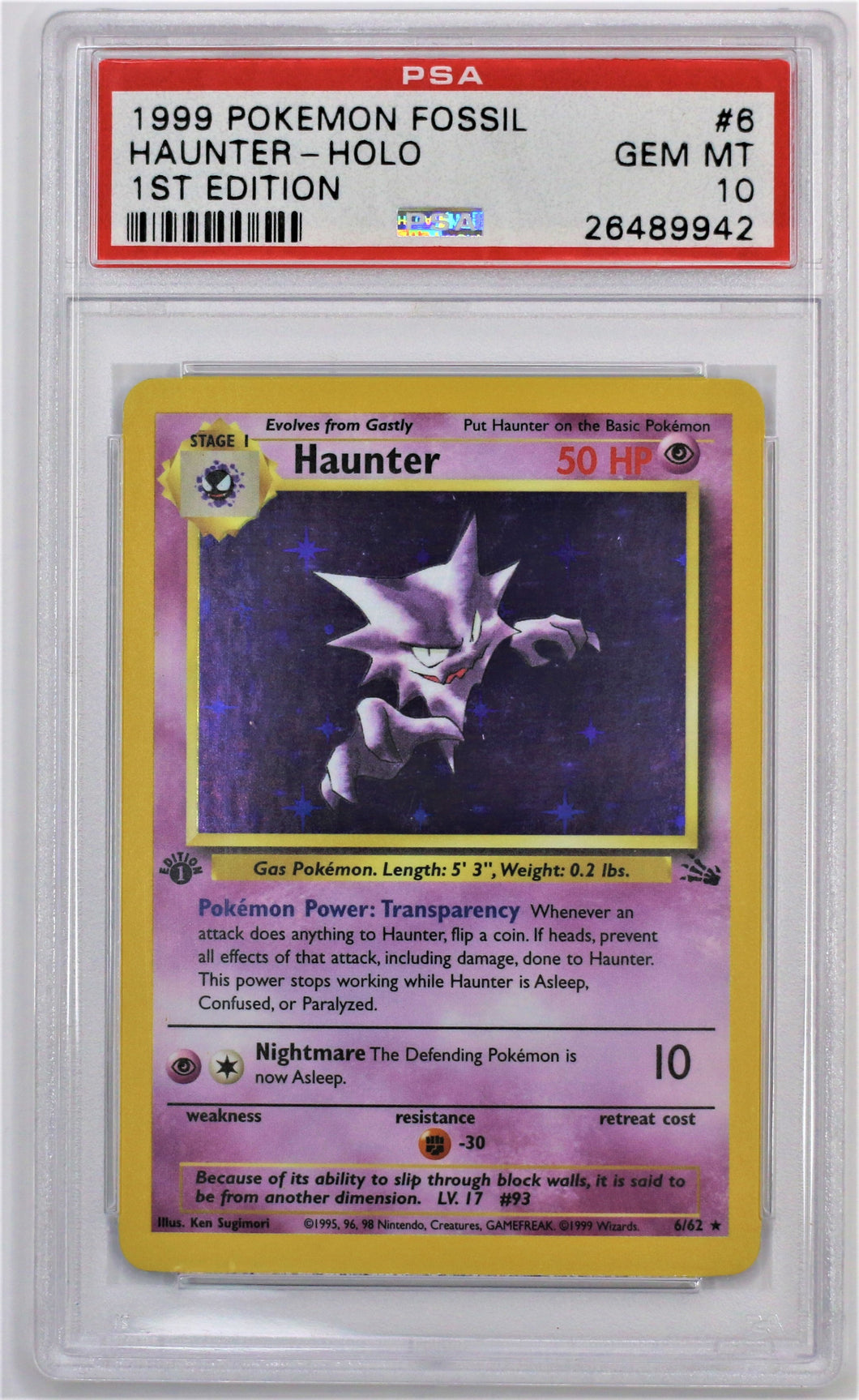 Pokemon TCG Haunter First Edition PSA 10 GRADED Fossil