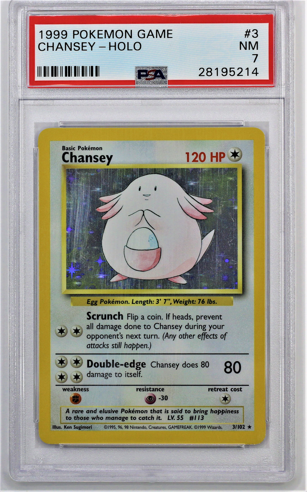 Pokemon TCG Chansey PSA 7 GRADED Base Set