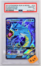 Load image into Gallery viewer, Pokemon TCG Gyarados GX PSA 10 GRADED Hidden Fates
