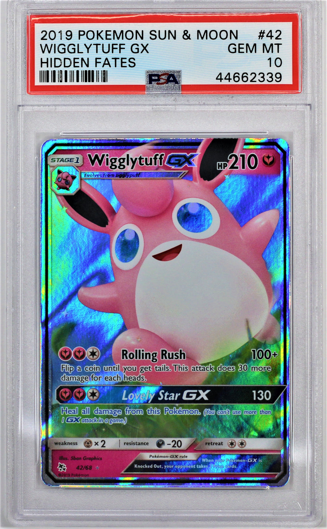 Pokemon TCG Wigglytuff GX PSA 10 GRADED Hidden Fates