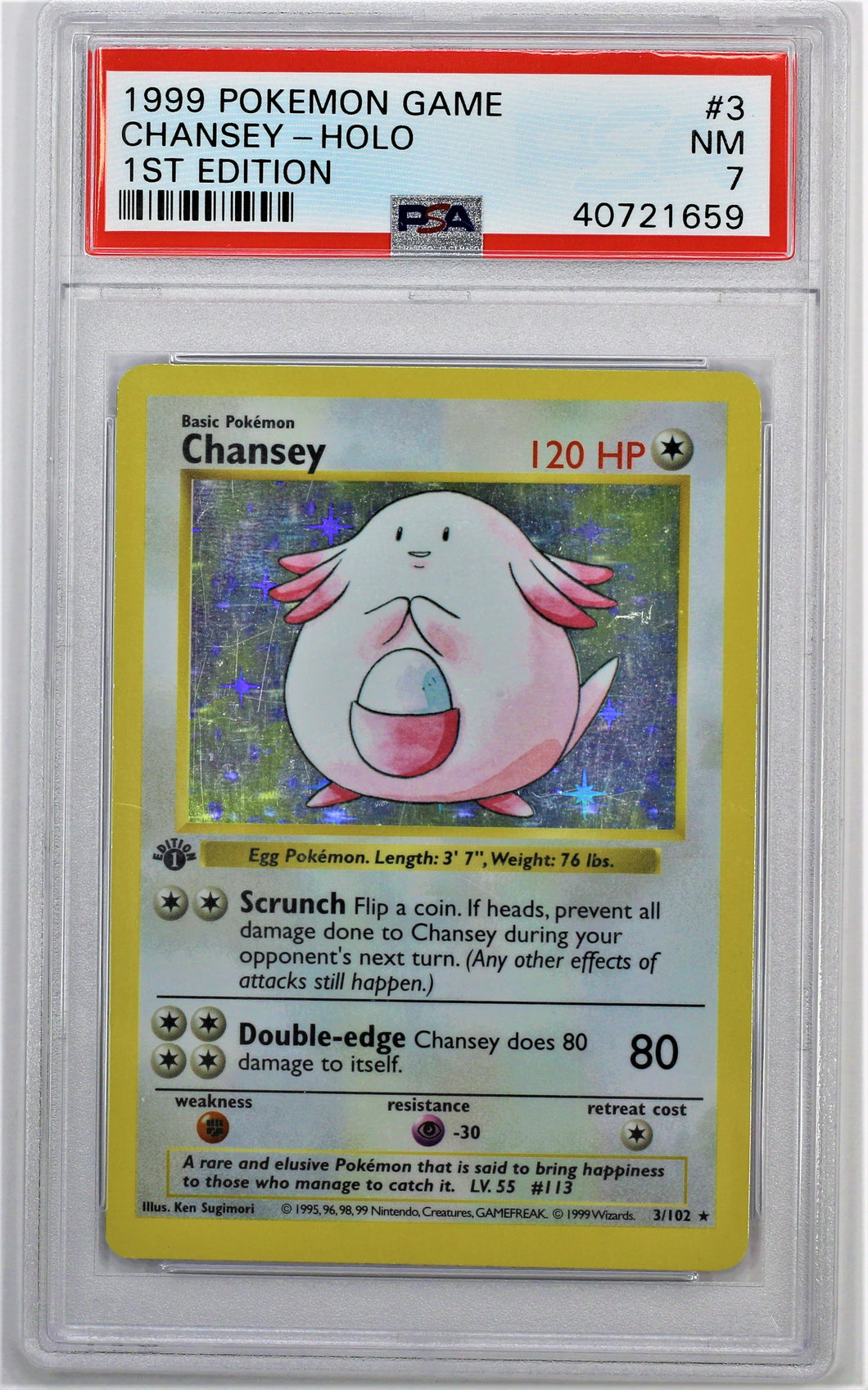 Pokemon TCG Chansey First Edition PSA 8 GRADED Base Set