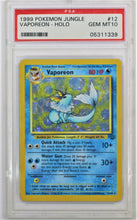 Load image into Gallery viewer, Pokemon TCG Vaporeon PSA 10 GRADED Jungle
