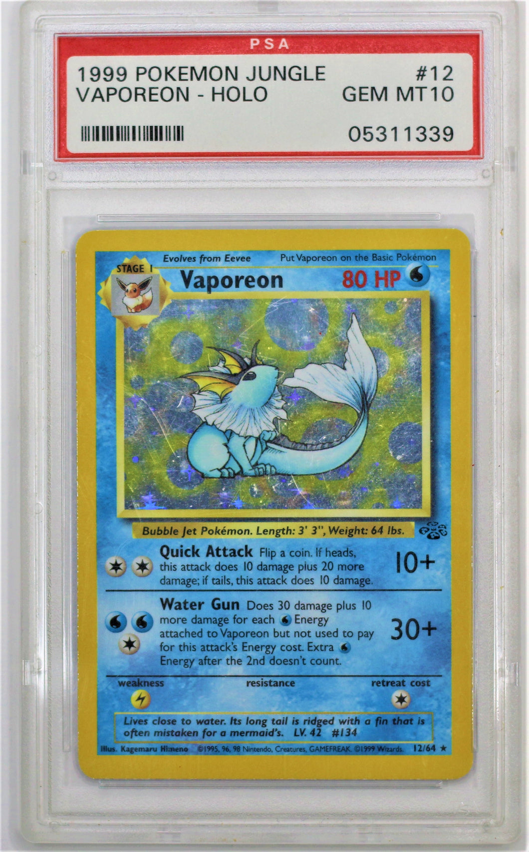 Pokemon TCG Vaporeon PSA 10 GRADED Jungle