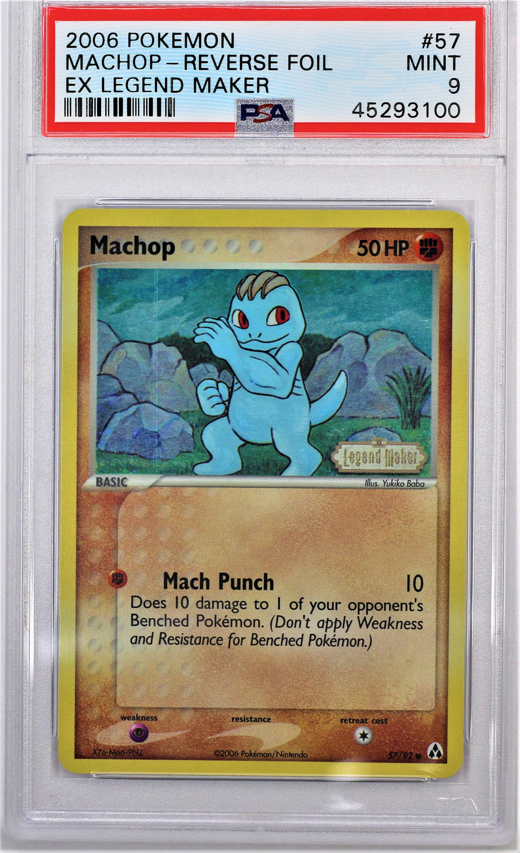 Pokemon TCG Machop - Reverse Foil PSA 9 GRADED Ex Legend Maker