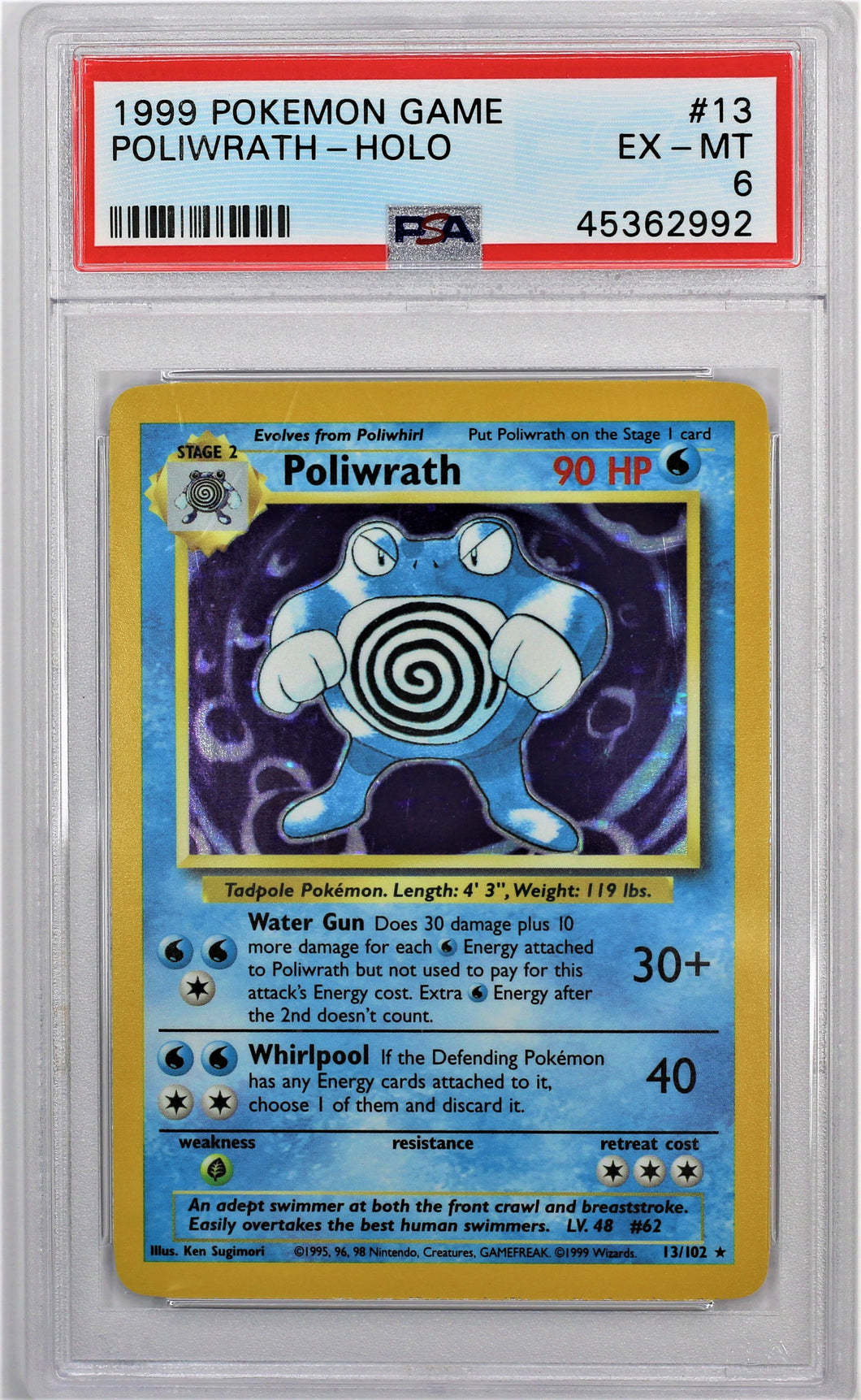 Pokemon TCG Polywrath PSA 6 GRADED Base Set