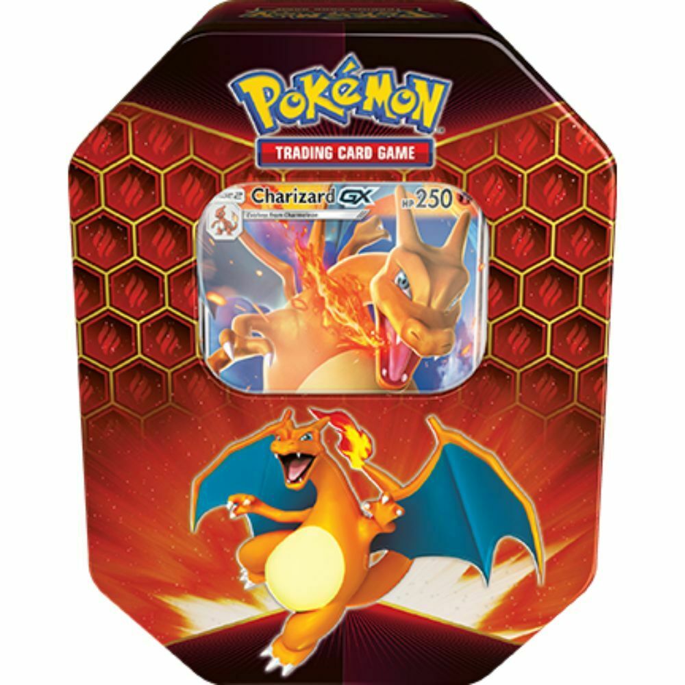 Pokemon TCG HIDDEN FATES Charizard GX Tin Set SEALED (4 packs + holo promo)